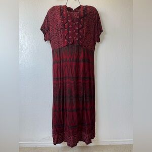 Carole Little Red and Black Flutter Sleeve Maxi Dress